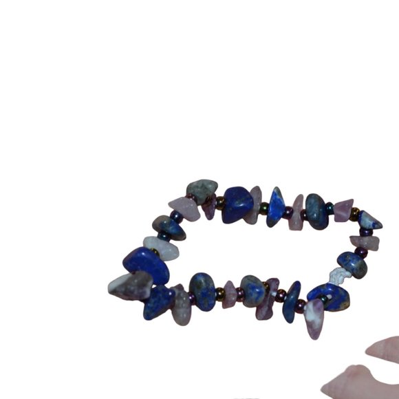 Handmade Real Stones Beads Elastic Bracelet Kids - Picture 5 of 6